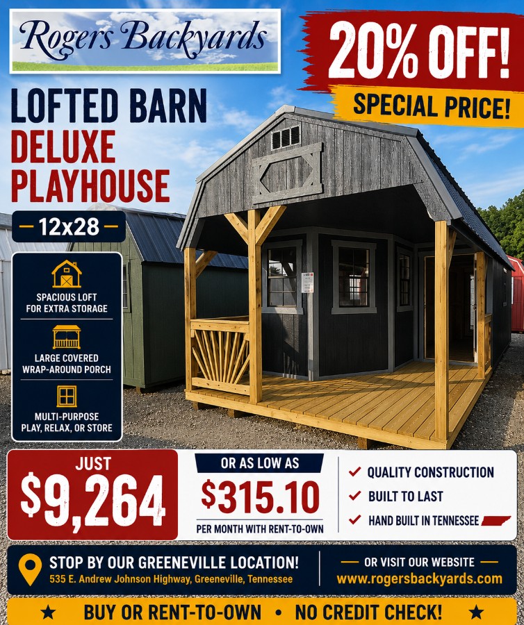 #24 Lofted Barn Deluxe Playhouse – 12×28 SPECIAL PRICE ($9,264.00 or as low as #315.10/ a Month)