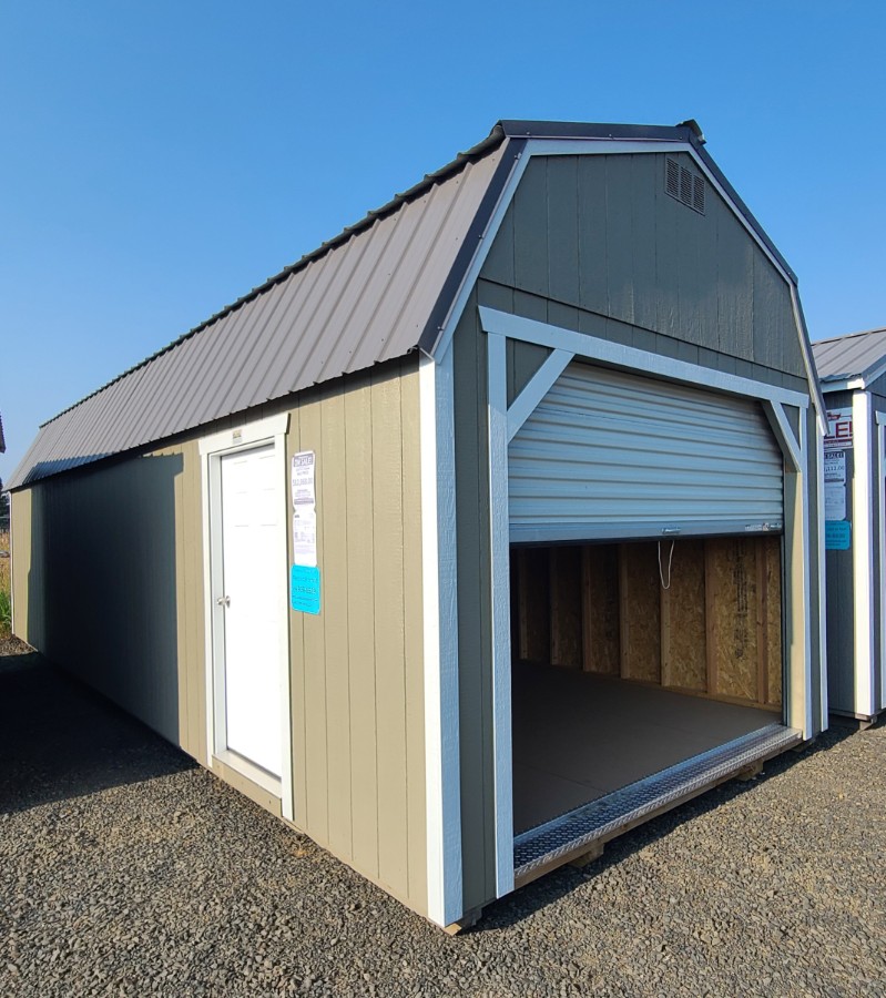 Lofted Barn Garage - 12x32 Garage Package w/ Man-Door, Roll-Up Door and Rear Window!