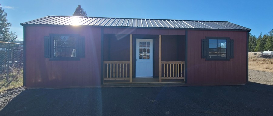 Utility Center Porch - 12x32 w/ shutters