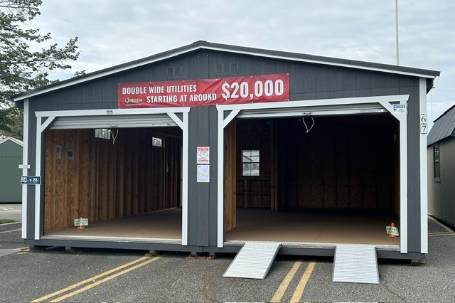 Double Wide Utility 9' Double Wide Garage - 24x28
