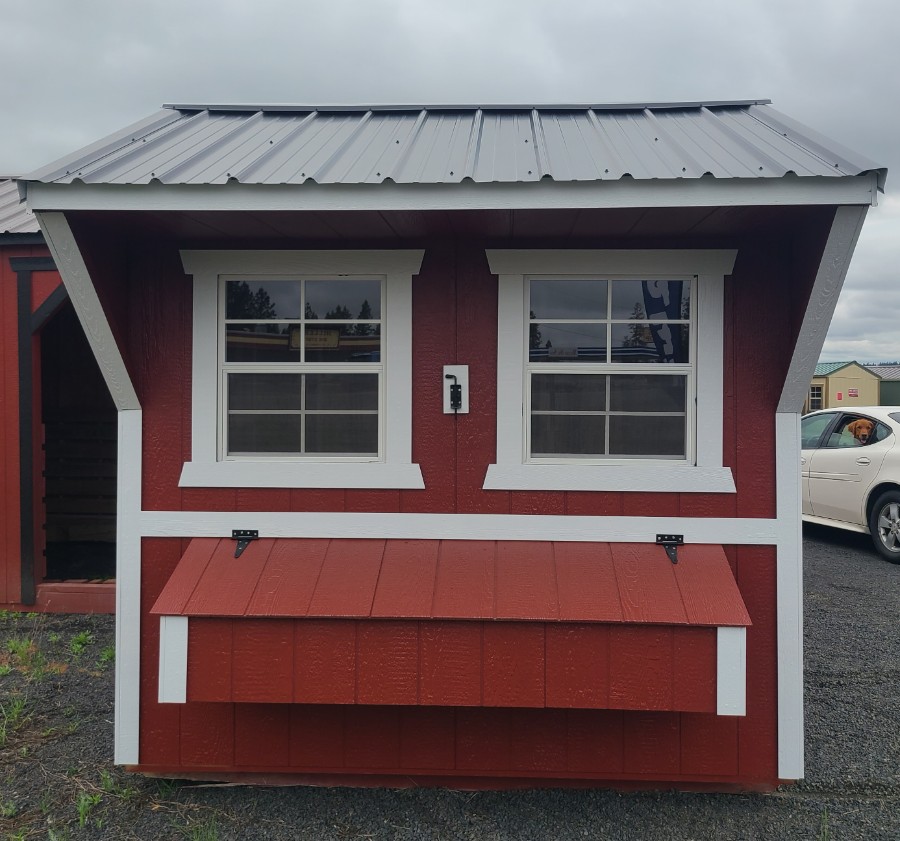 Deluxe Chicken Coop - 6x8 w/ 4 XL Nesting Boxes, Man-Door, Chicken-Door, Screened Windows, Roosting Perches!