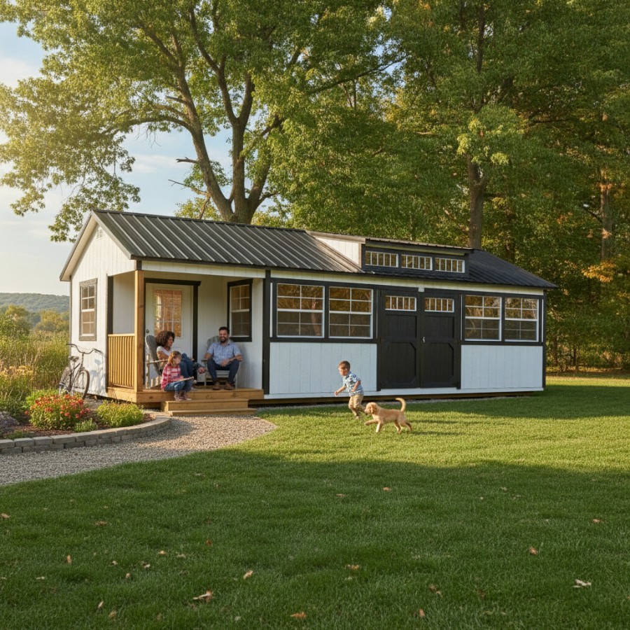 Utility Side Porch - 12x28 (In Stock) image 11
