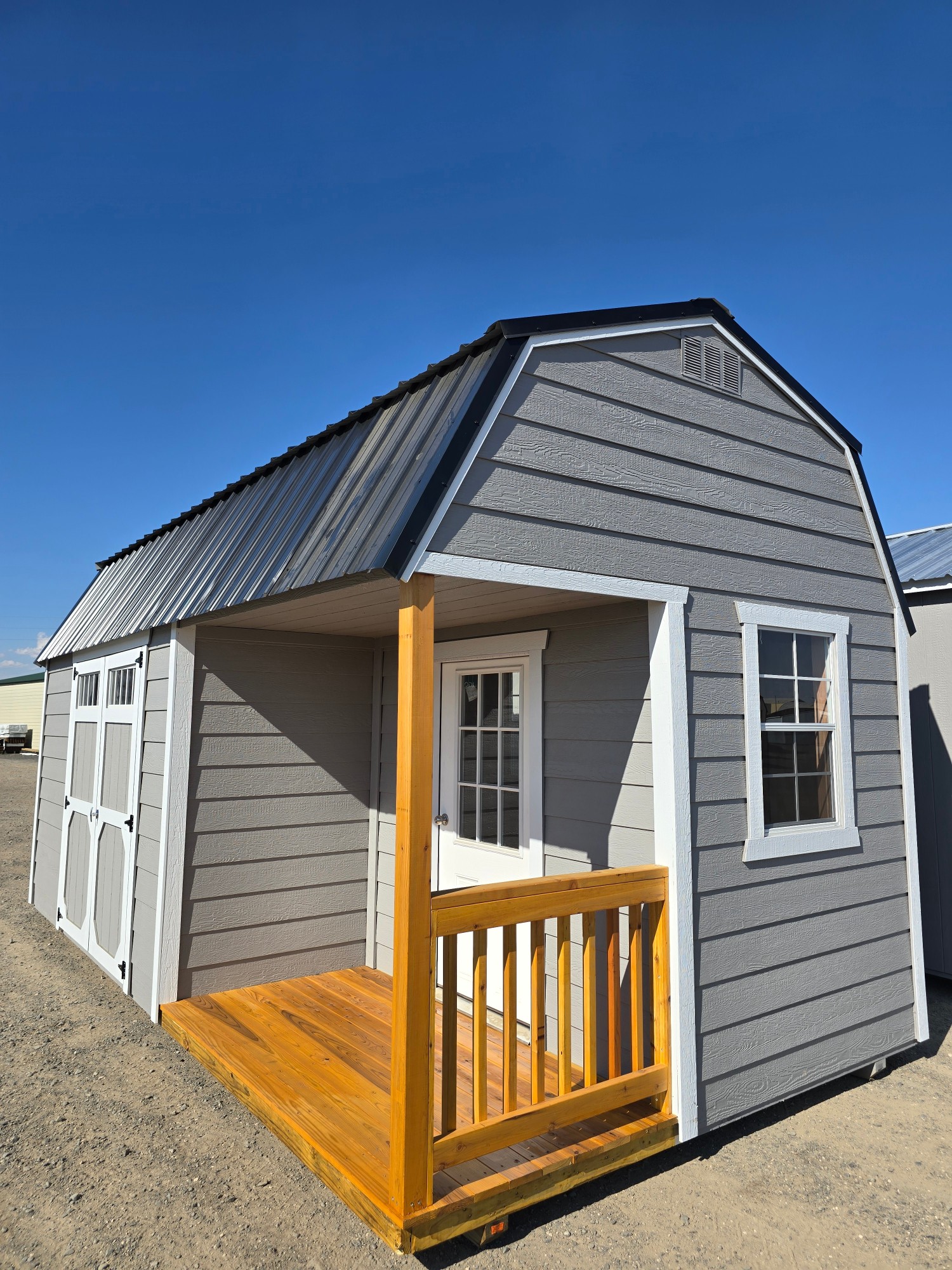 This is so cute!  Lofted Barn Side Porch - 10x20   with Lap Siding   SAVE 15%