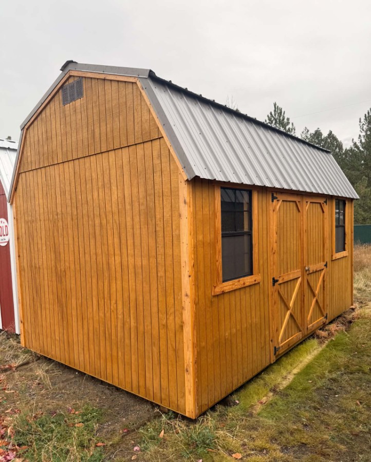 Lofted Barn - 10x16 - 2 Windows! 2 Lofts! WOOD STAIN