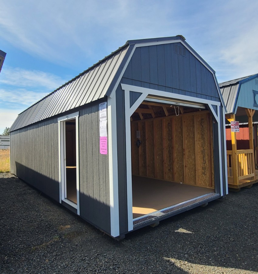 Lofted Barn Garage - 12x32 w/ Window, Man-Door & Roll-Up Door! image 3