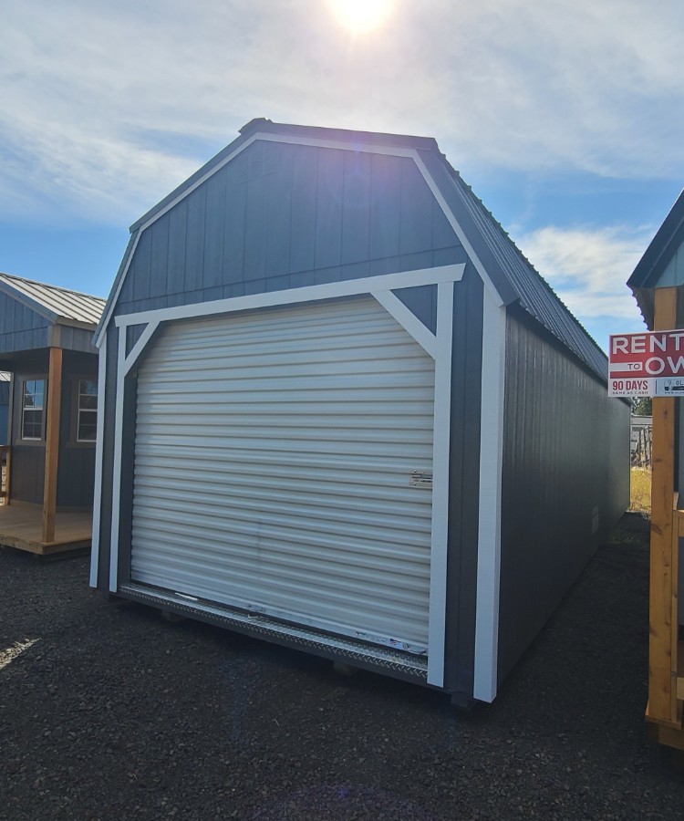Lofted Barn Garage - 12x32 w/ Window, Man-Door & Roll-Up Door! image 5