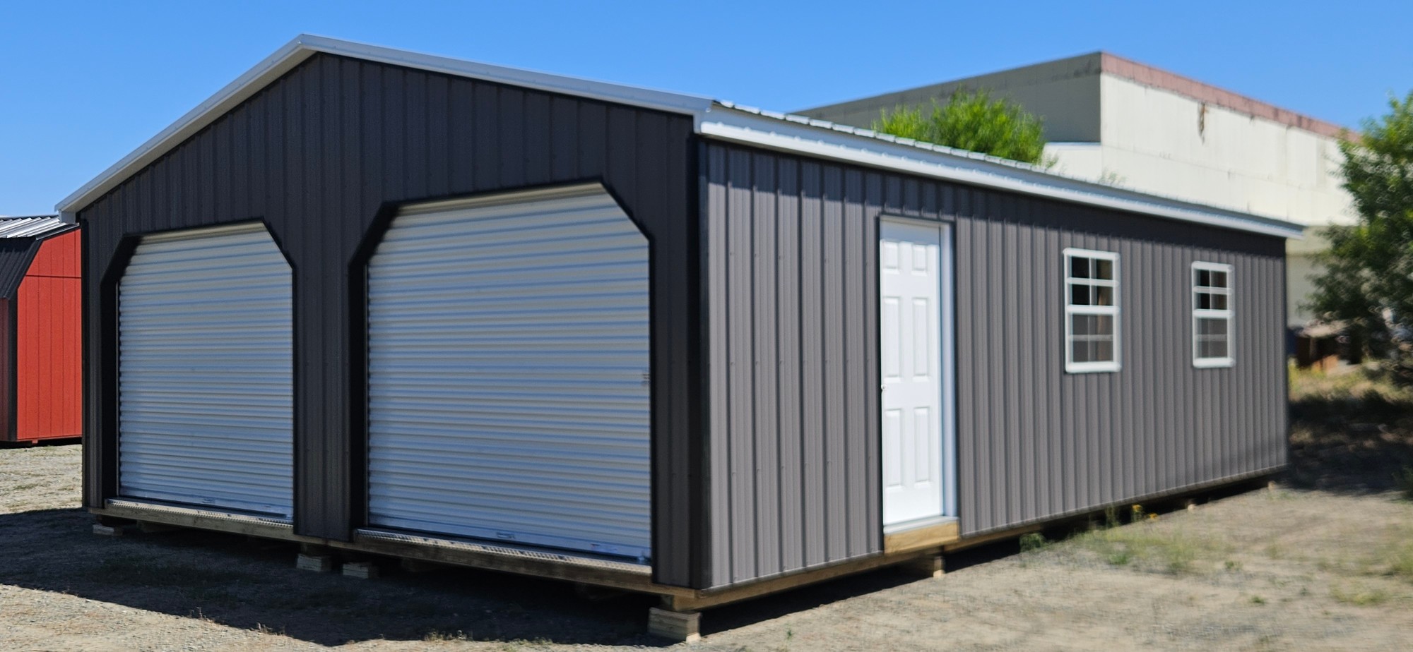 Double Wide Utility 9' Double Wide Garage - 24x32